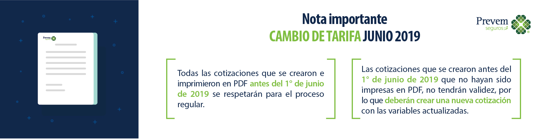 Aviso importante cotizaciones